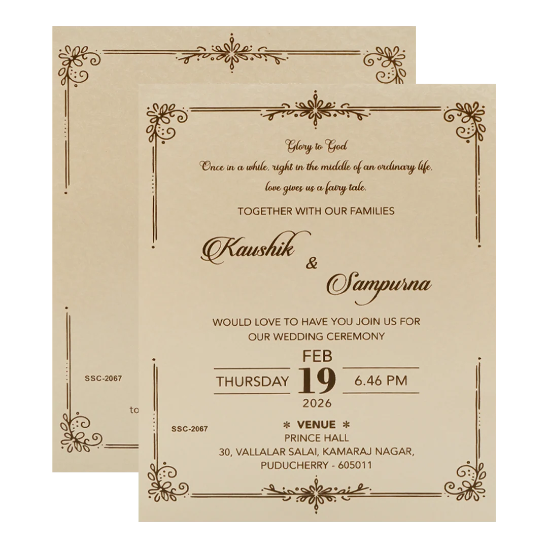 Cream Gold Floral Padded Wedding Card-KSSC2067 - Image 5