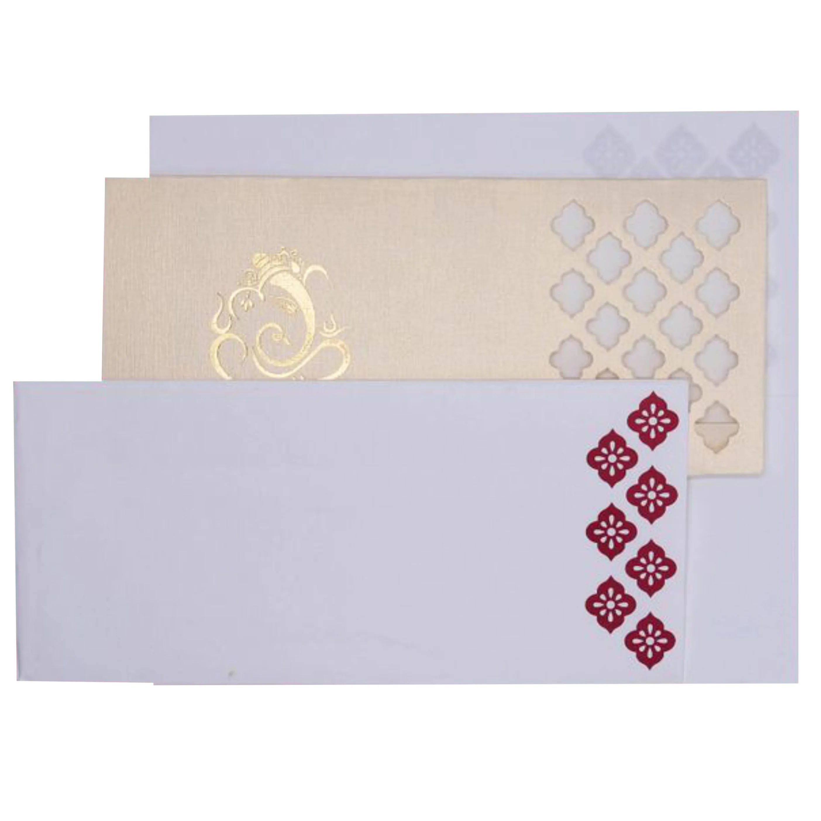 Cream Die Cut Ganesha Invite-KNSPM302