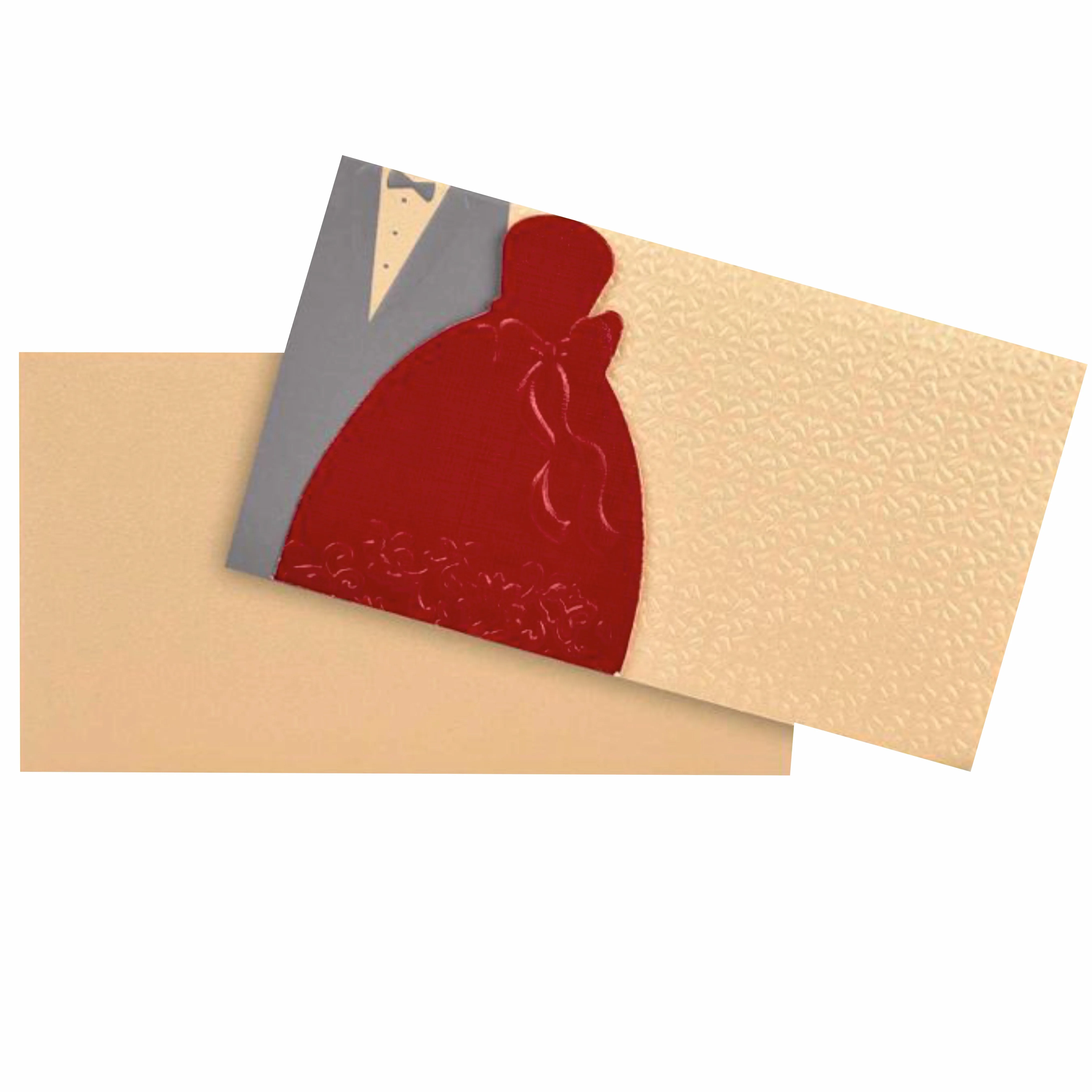 Cream Shading With Bride And Groom Personal Wedding Card - KNK30430 - Image 2