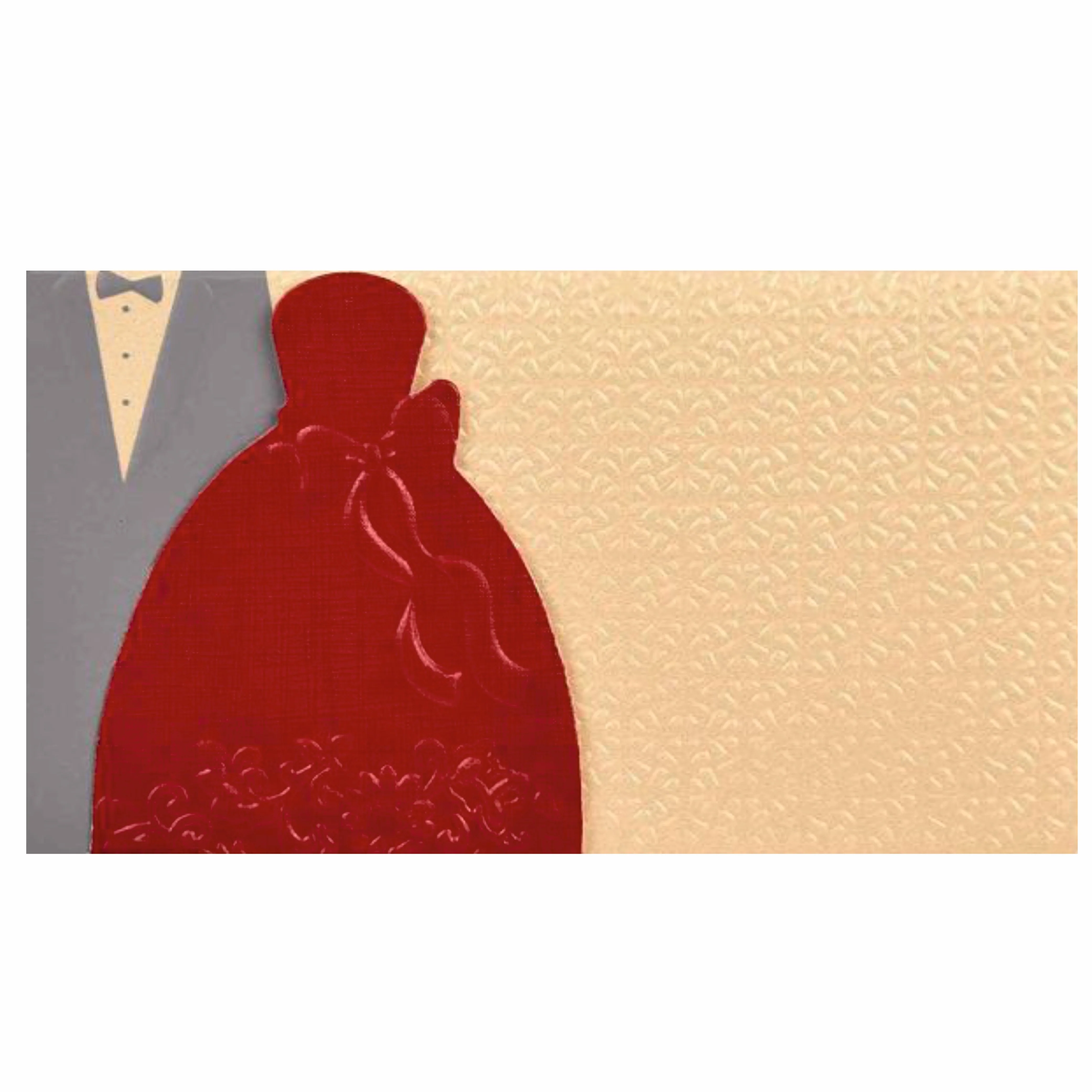 Cream Shading With Bride And Groom Personal Wedding Card - KNK30430 - Image 3