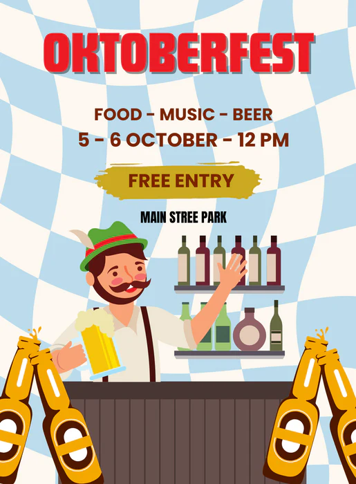 Checkered Bottle Oktoberfest Invitation-AAOKT009 - Image 2