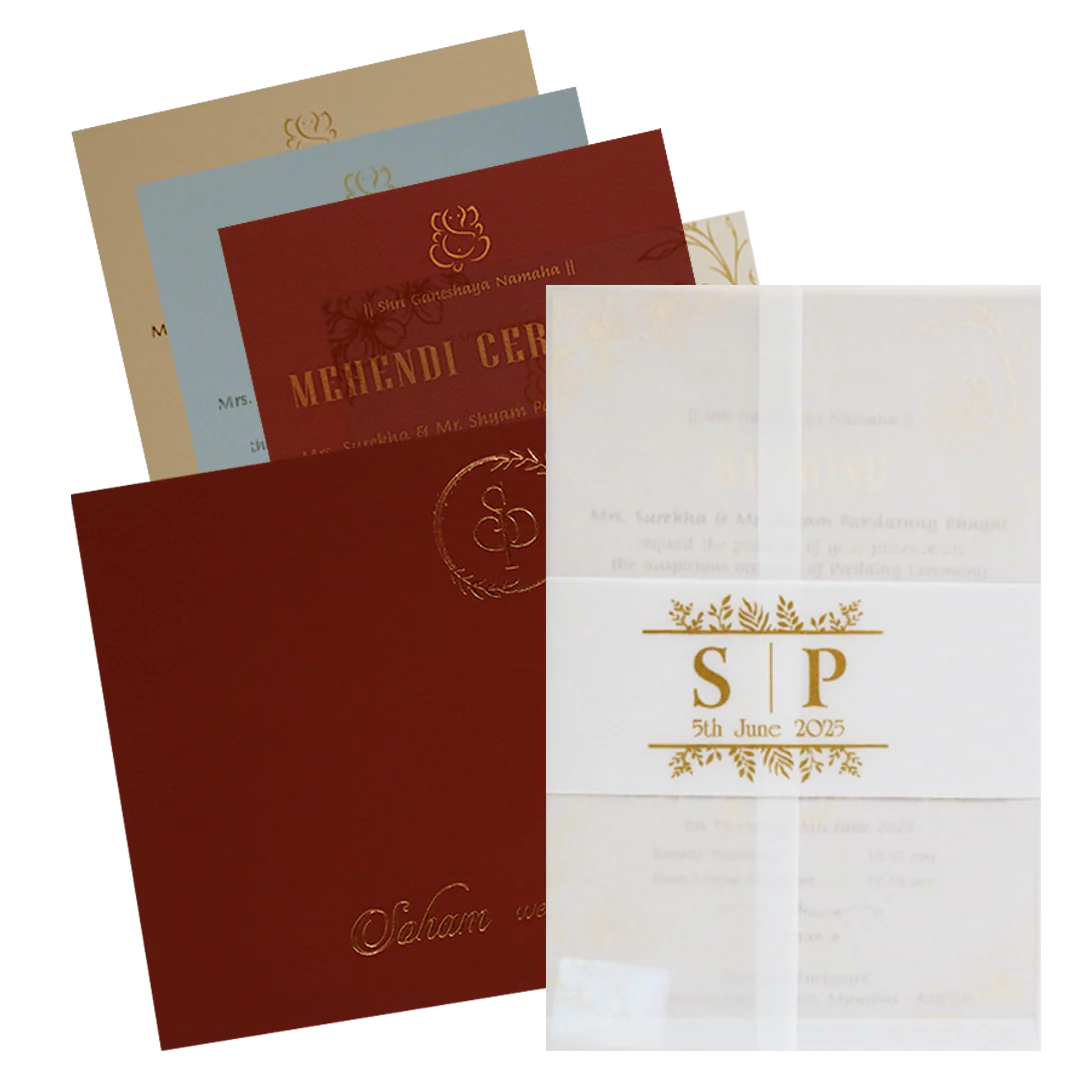 Cherry Red Tracing Invitation Card-Krc30050