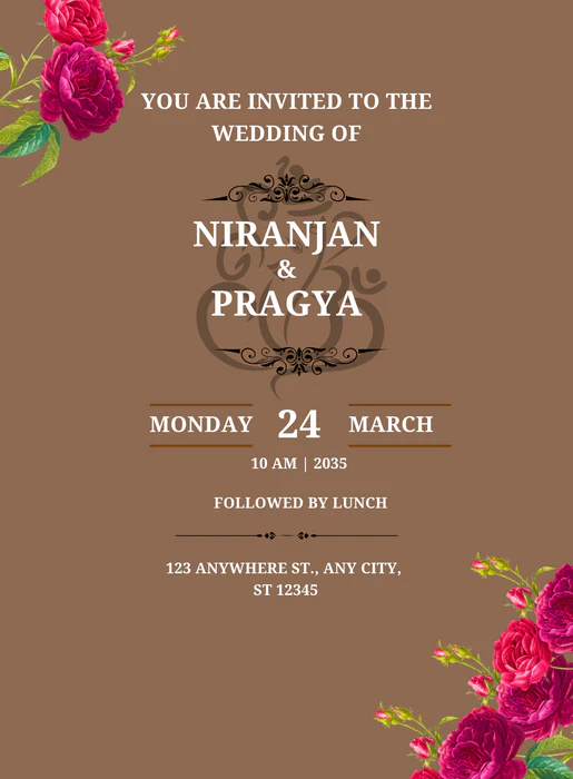 Chocolate Roses South Indian Wedding Invitation-AASIW016 - Image 2