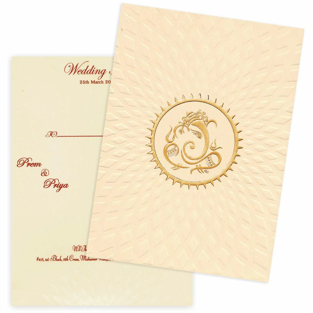 Classic Cream Shading with Ganesha Wedding Card - KNK3015 - Image 2