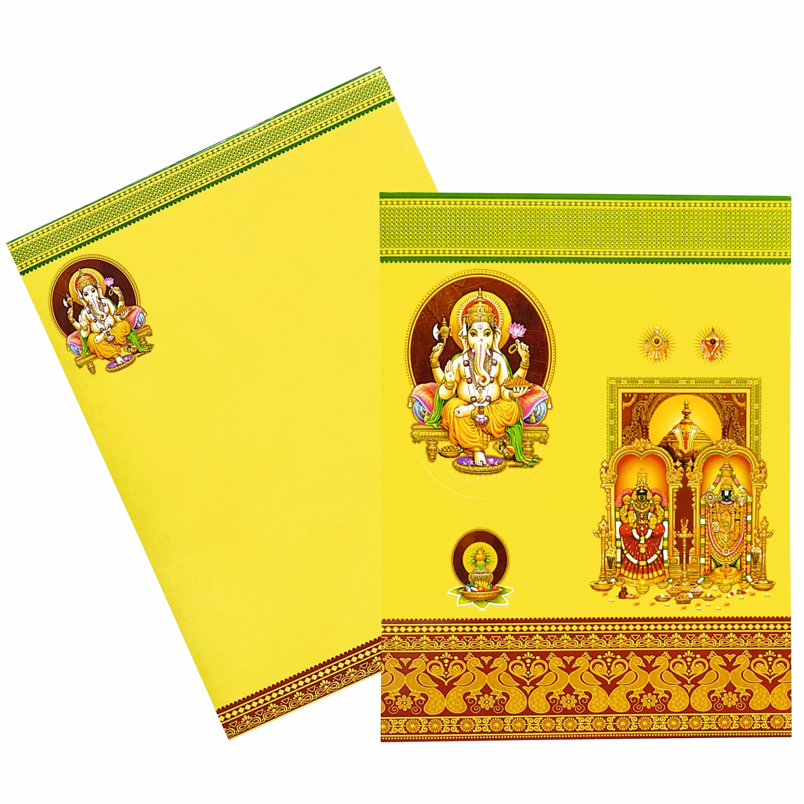 Yellow Classic Offset Balaji Padmavathi With Ganesha Invitation-KNK10780 - Image 2