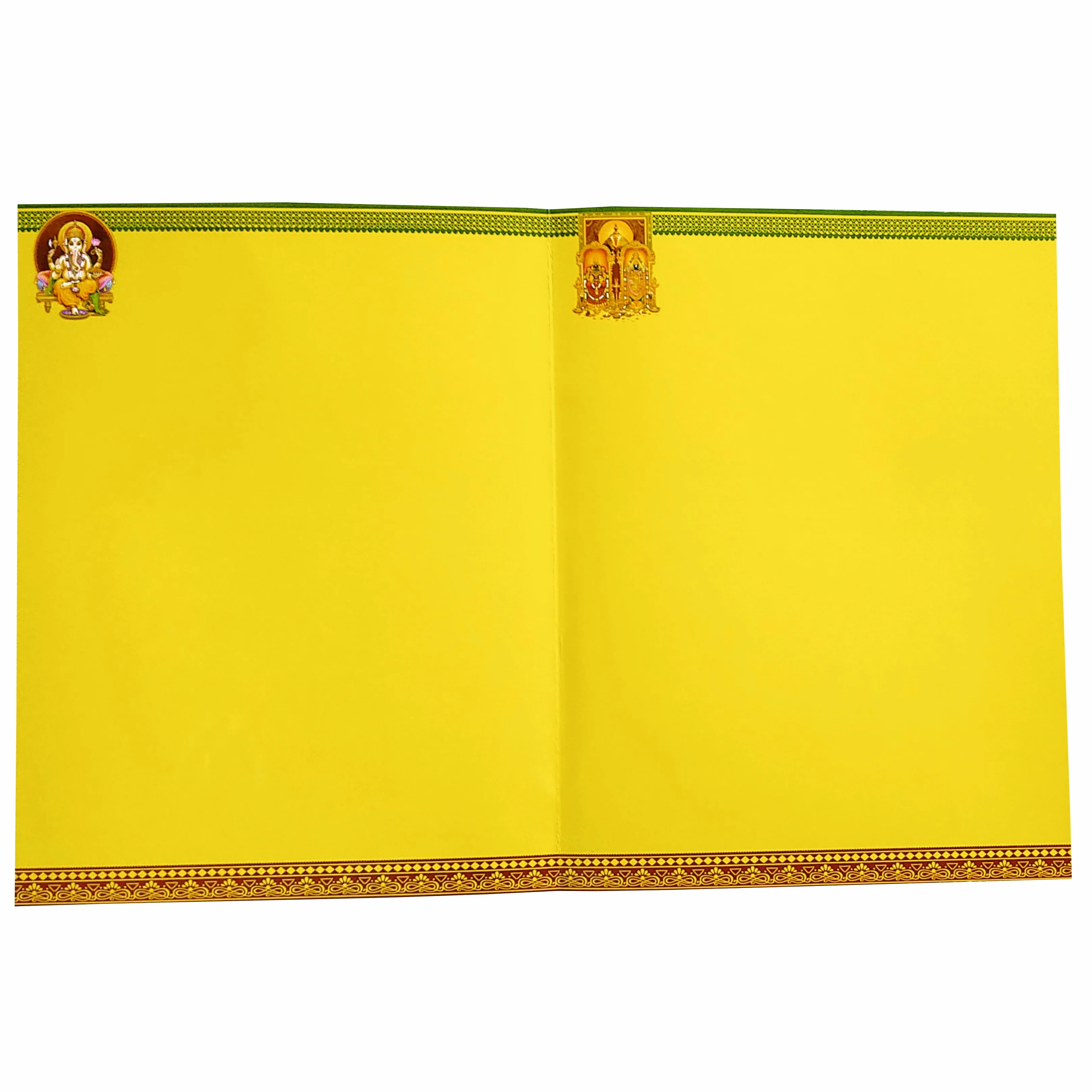 Yellow Classic Offset Balaji Padmavathi With Ganesha Invitation-KNK10780 - Image 5