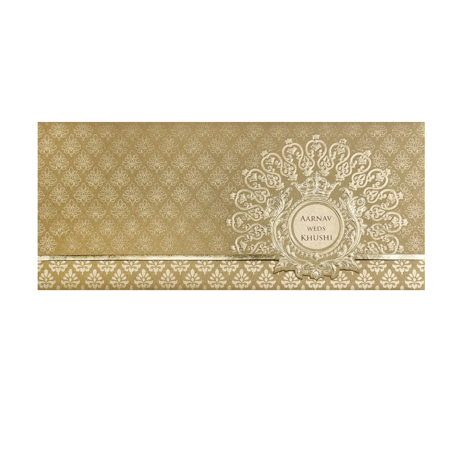 Classic Gold Embossed Regal Wedding Invitation Card-KPR06260 - Image 3