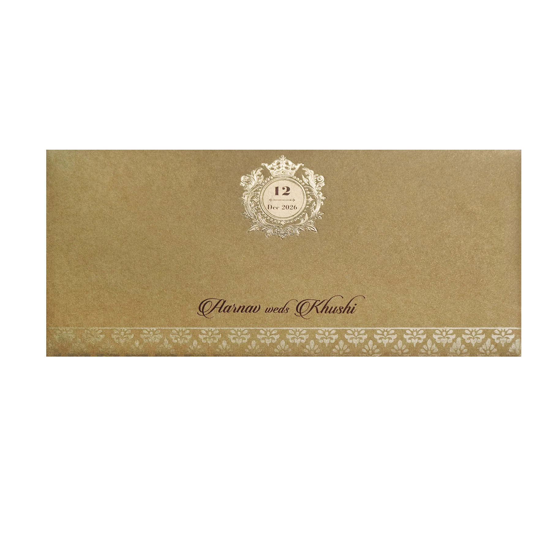 Classic Gold Embossed Regal Wedding Invitation Card-KPR06260 - Image 4