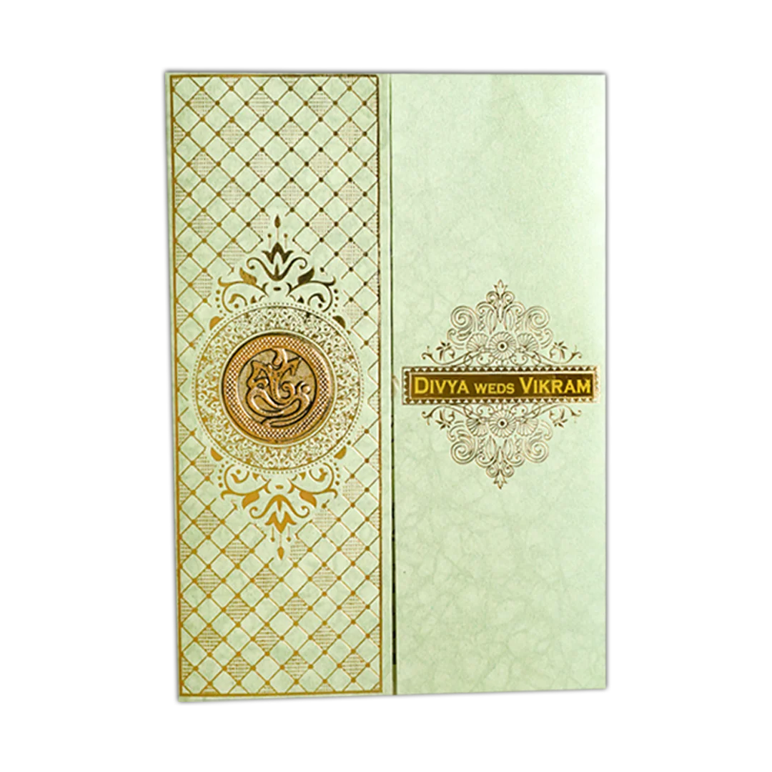 Classic Green Gatefold Wedding Card-KNKR040N - Image 3