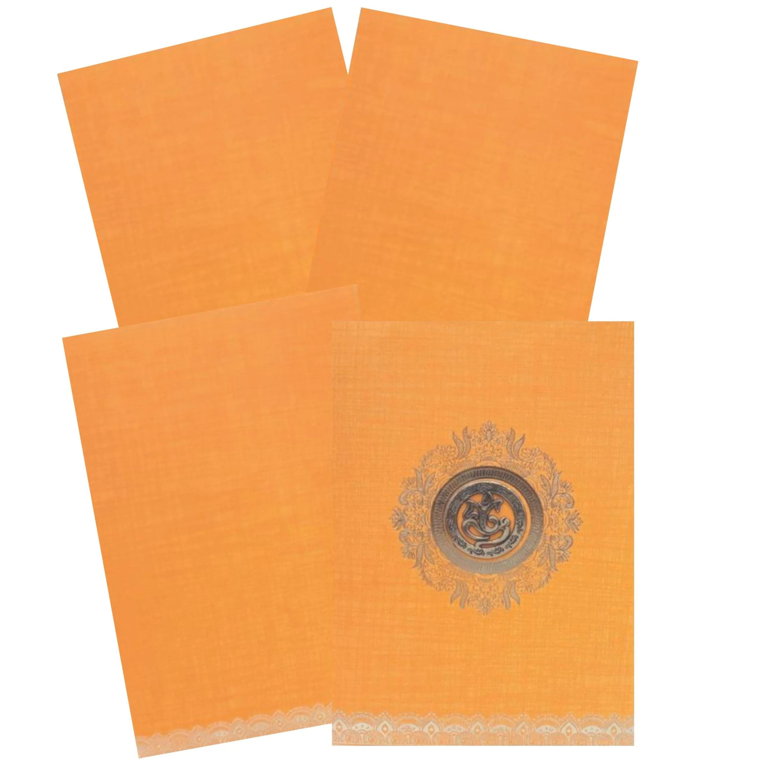 Orange Metallic Royal Gold Foiling Design Invitation Card-KNCM16OG