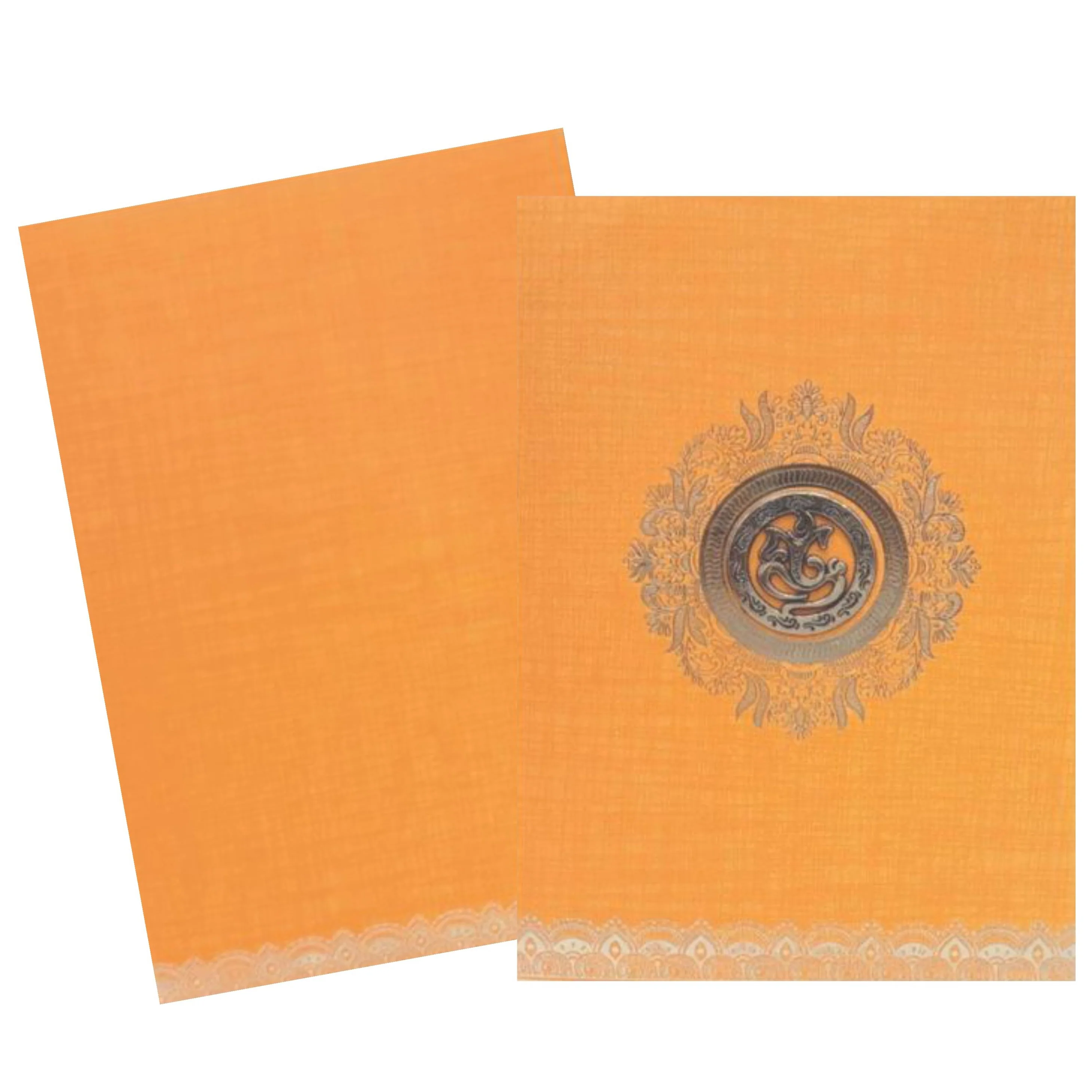 Orange Metallic Royal Gold Foiling Design Invitation Card-KNCM16OG - Image 2