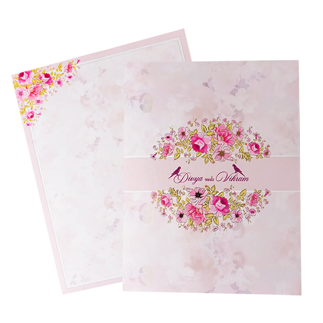 Classic Pink Floral Wedding Card-KNKJ1149 - Image 2