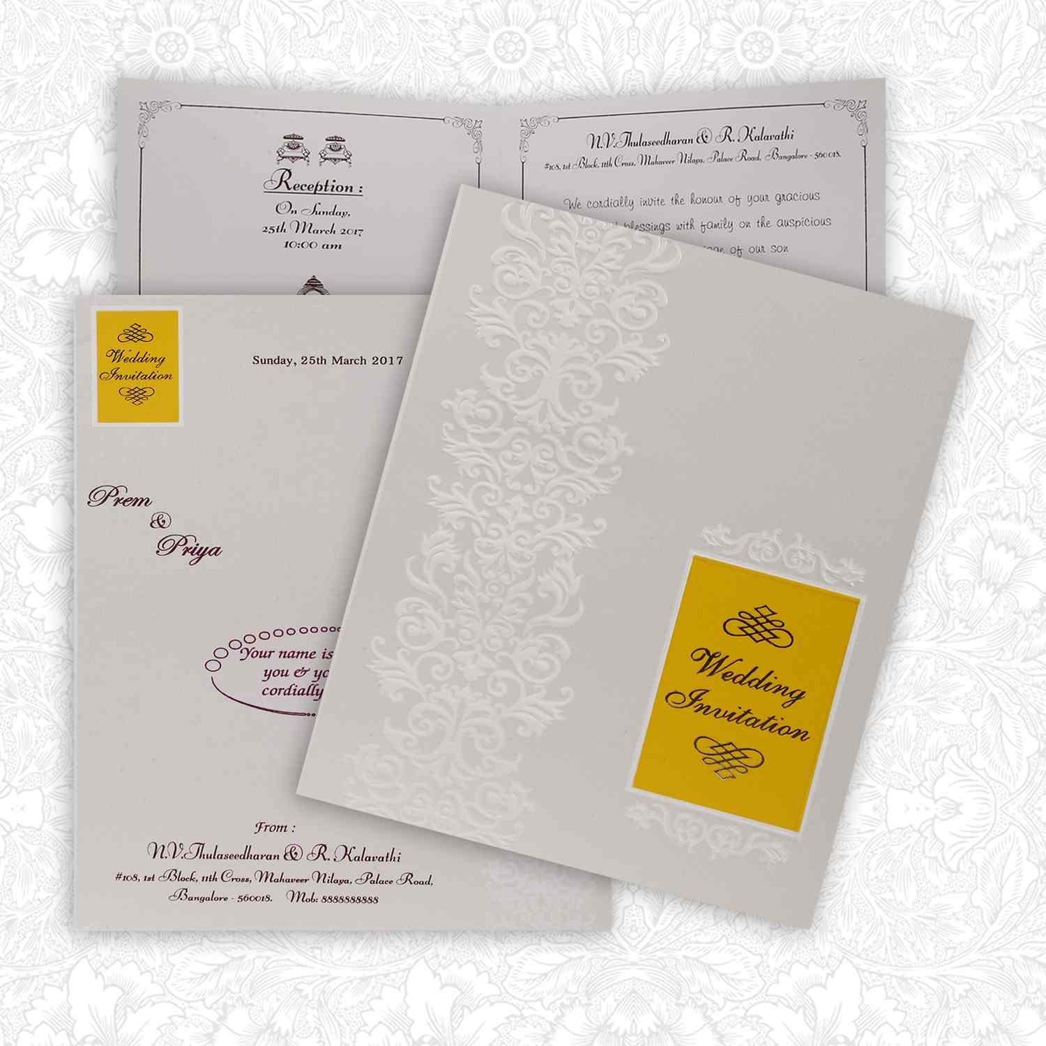 Classic White Floral Theme Wedding Card - KNK4037