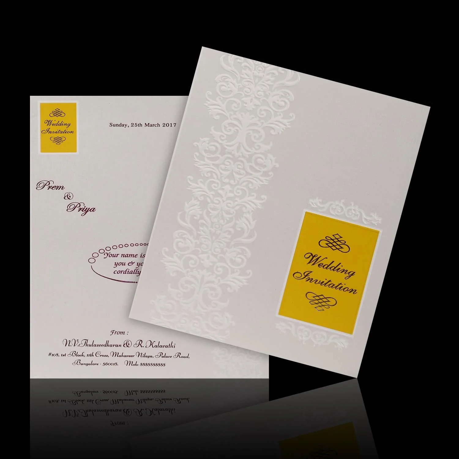 Classic White Floral Theme Wedding Card - KNK4037 - Image 2
