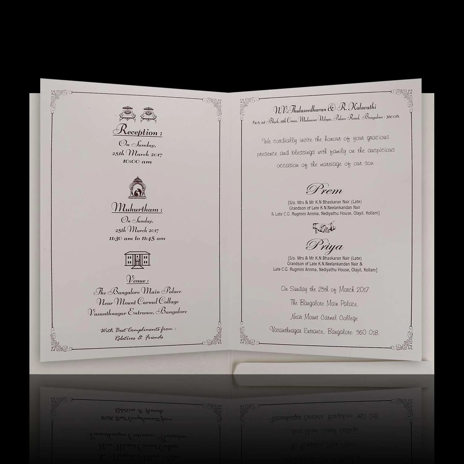 Classic White Floral Theme Wedding Card - KNK4037 - Image 5