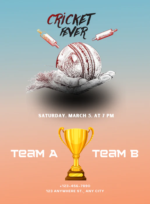 Color Fever Cricket Invitation-AACRI004 - Image 2