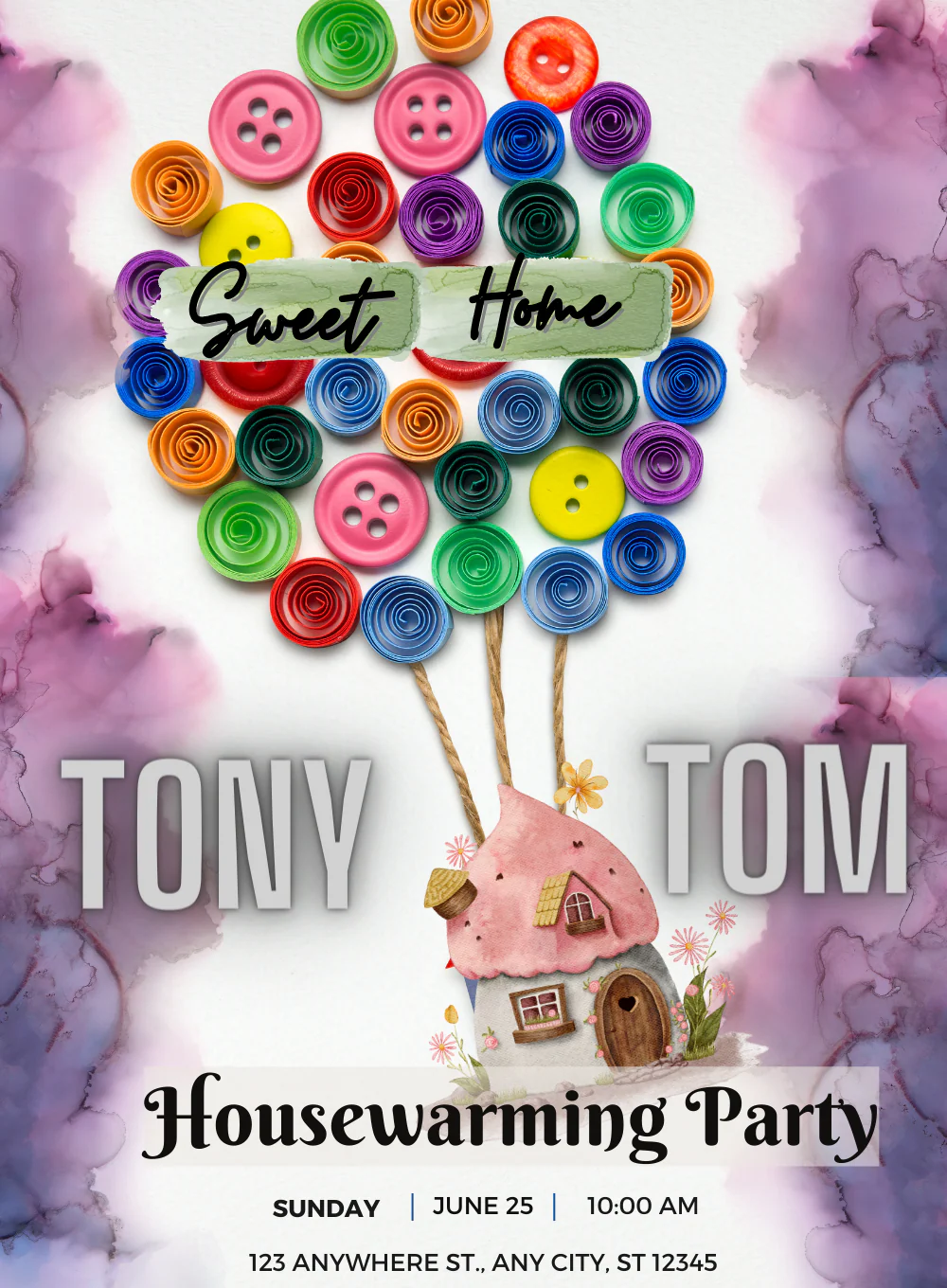 Colorful Button Housewarming Invitation-AAHMI0013