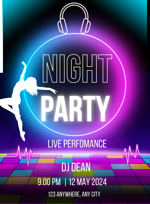 Colorful Disco Dance Party Invitation-AADPI023 - Image 2