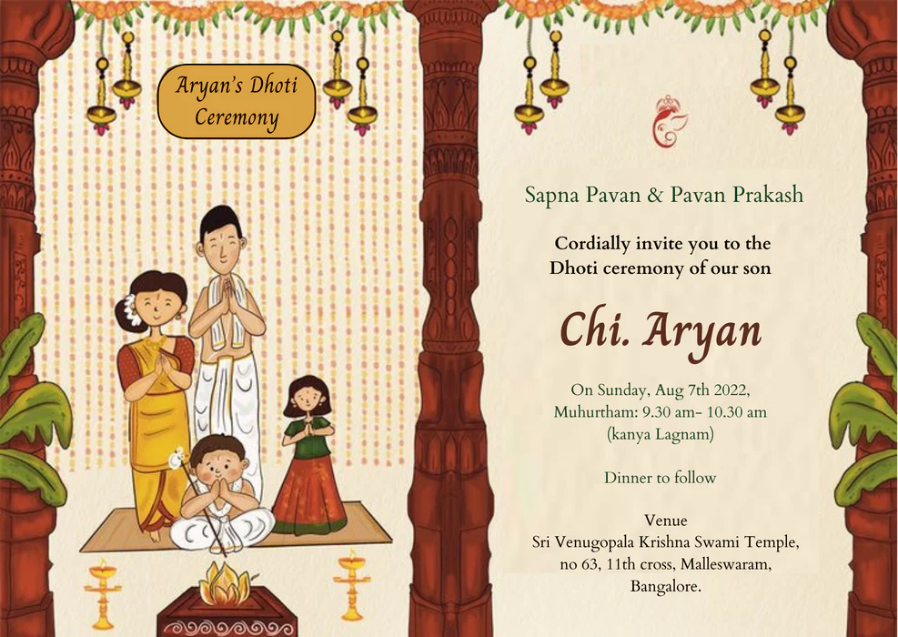 Colorful Family Dhoti Ceremony Invitation-AADCI001 - Image 2