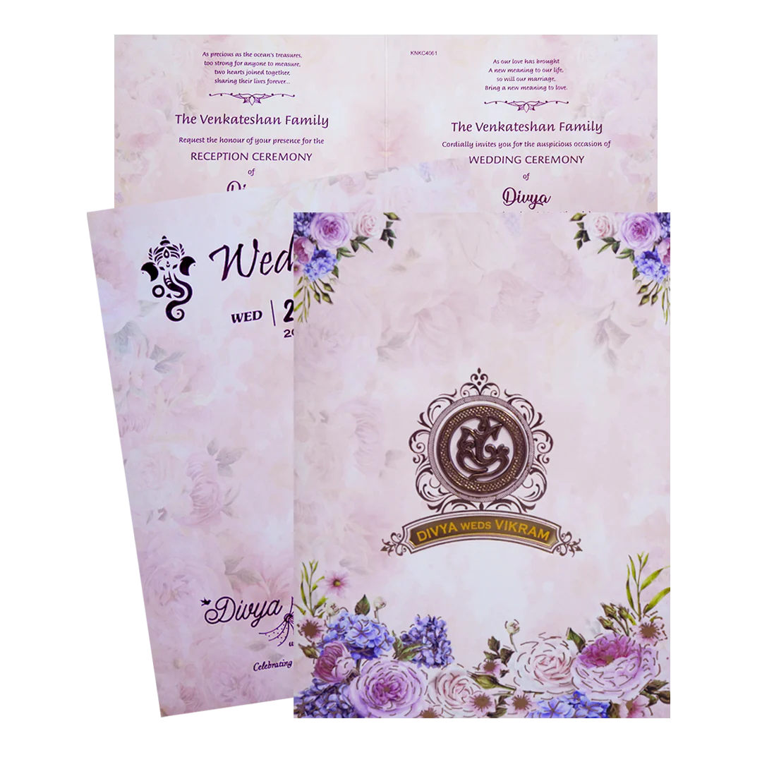 Colourful Floral Wedding Card With a Gold Touch-KNKC4061