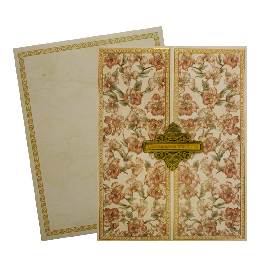 Coral Floral Wedding Card-KNKN6316 - Image 2