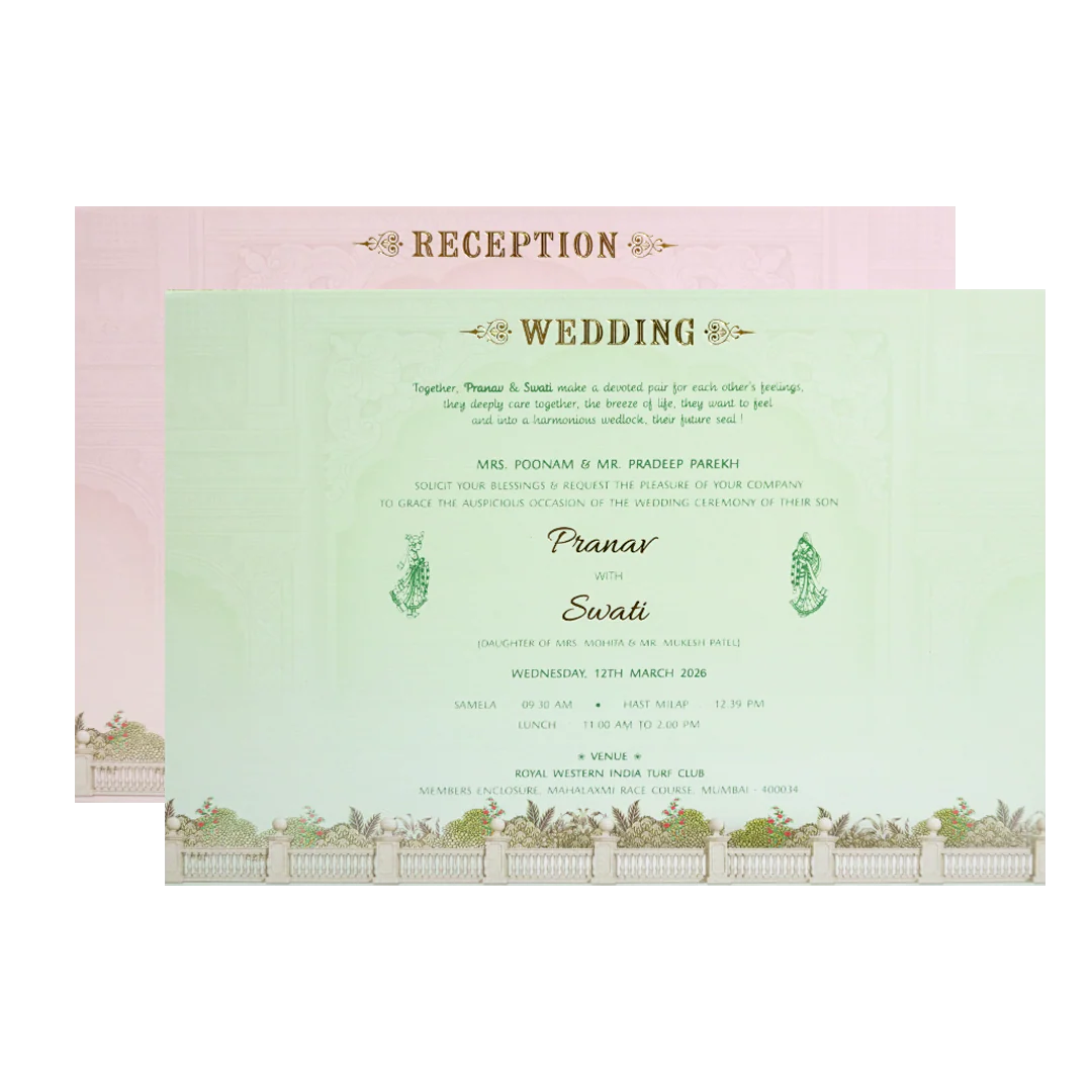 Cream Baraat Procession 3D Padded Wedding Card - KMMWD1111 - Image 5