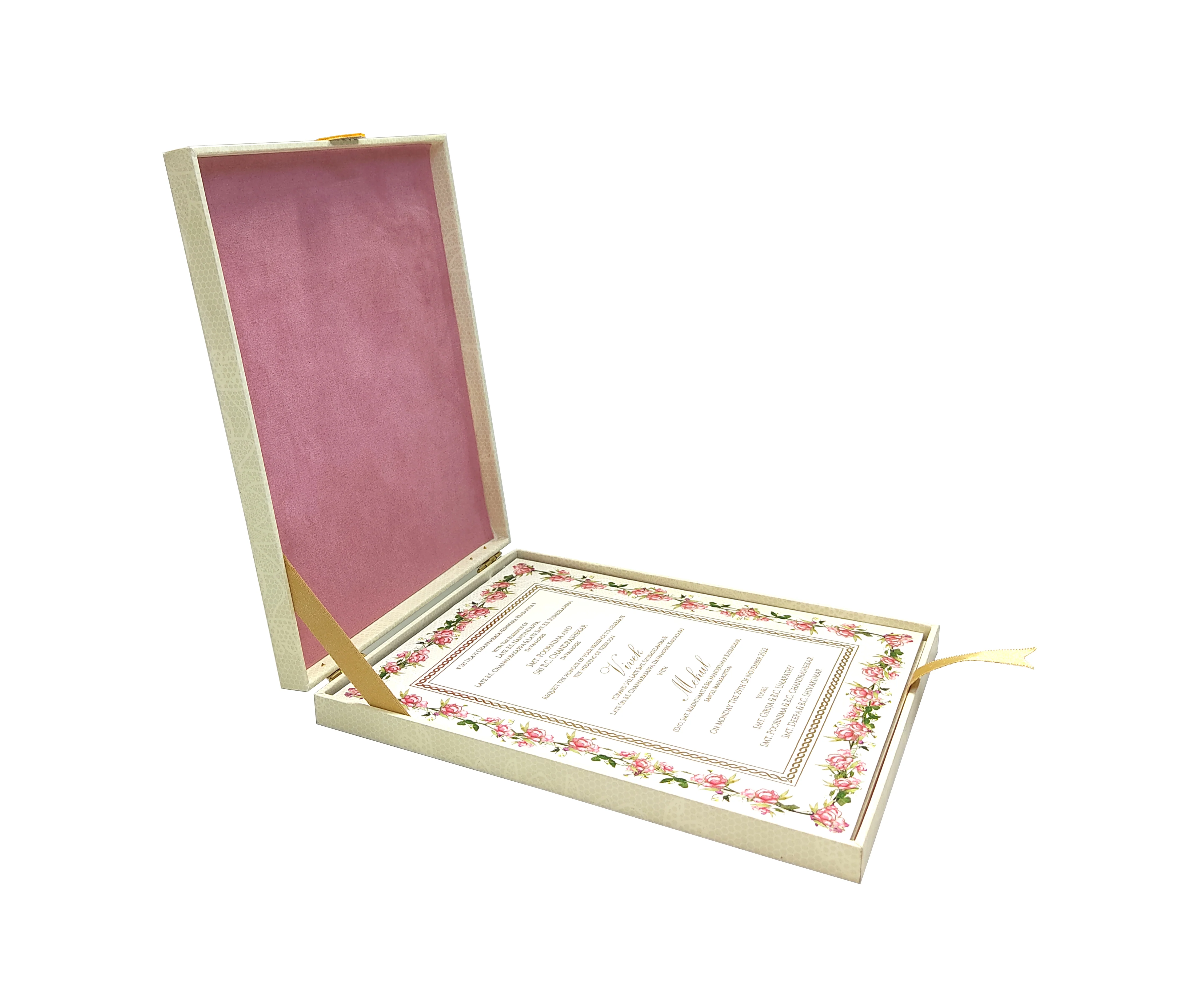 White Floral Box Invitation Card-KNKUP053 - Image 5