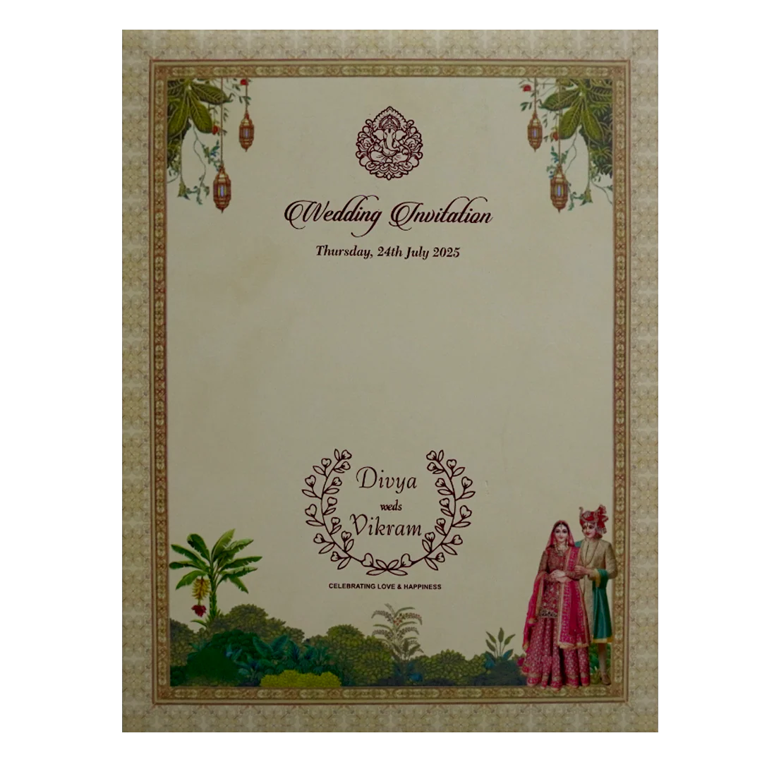 Cream Bride And Groom Wedding Card-KNMO9305 - Image 4