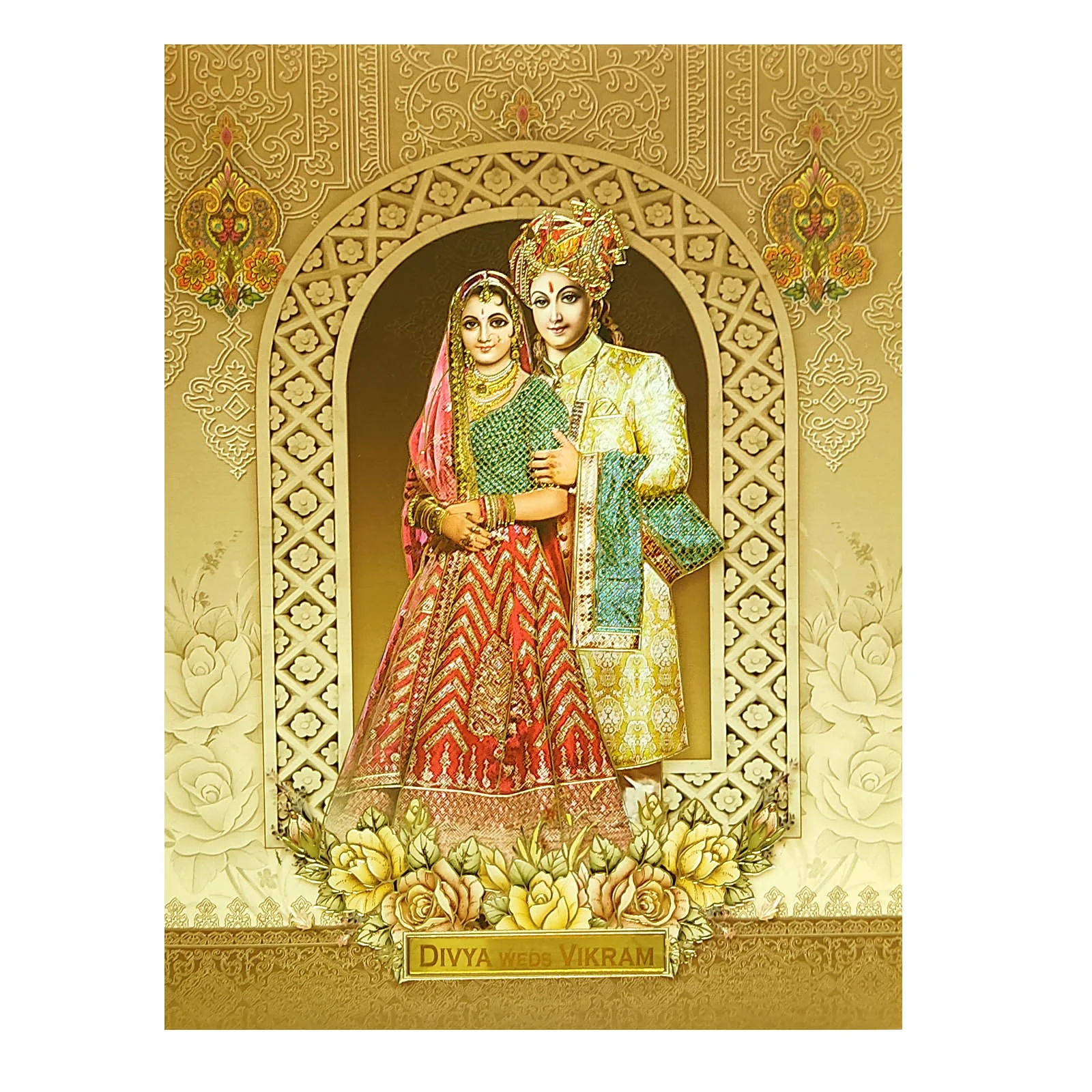 Cream Bride Groom Wedding Invitation Card-KNKJ1110 - Image 3
