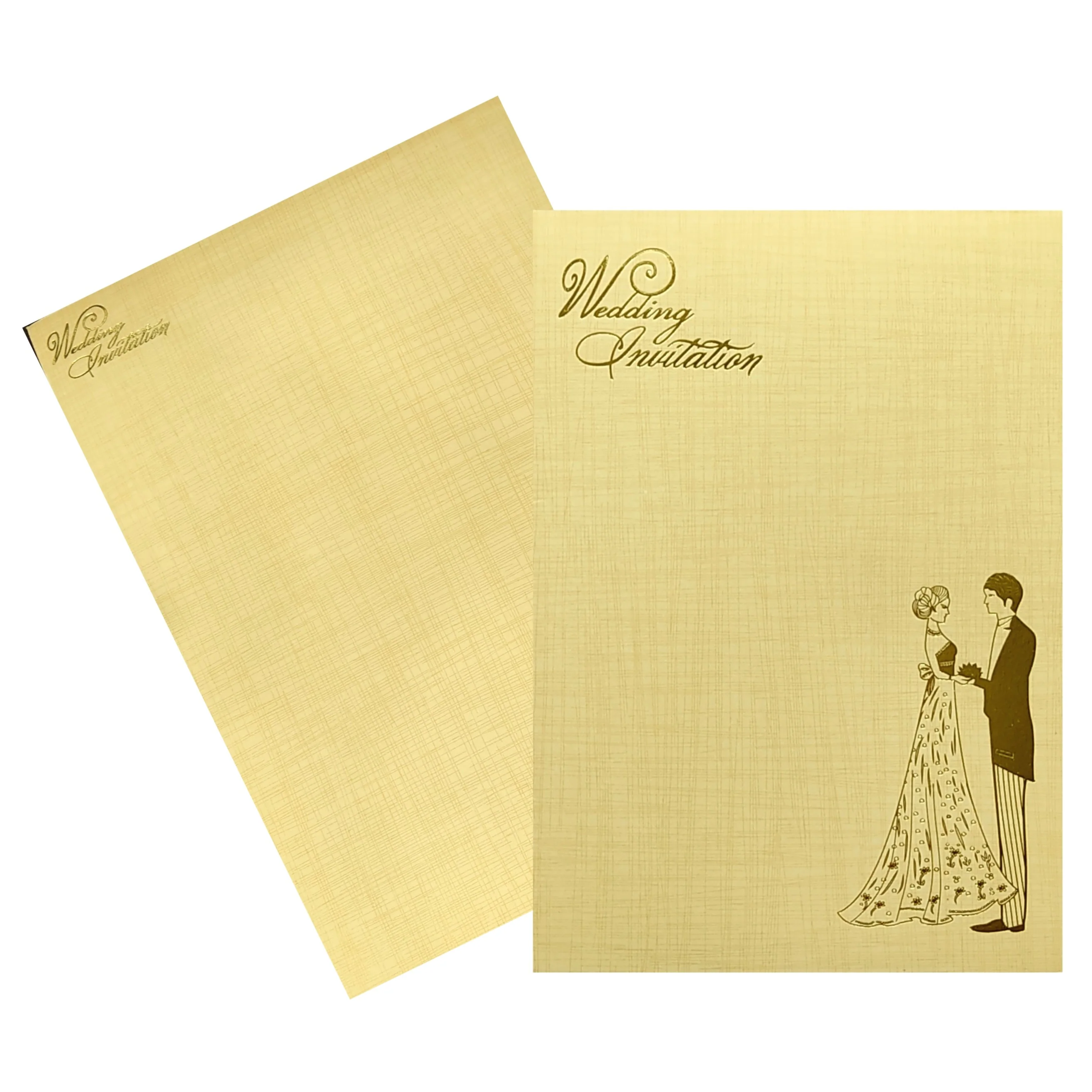 Cream Couple Wedding Invitation Card-KNCP35SI - Image 2