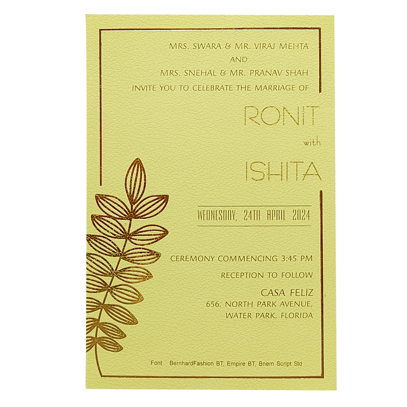 Cream Design Single Sheet Invitation Card-KRCS5011 - Image 2