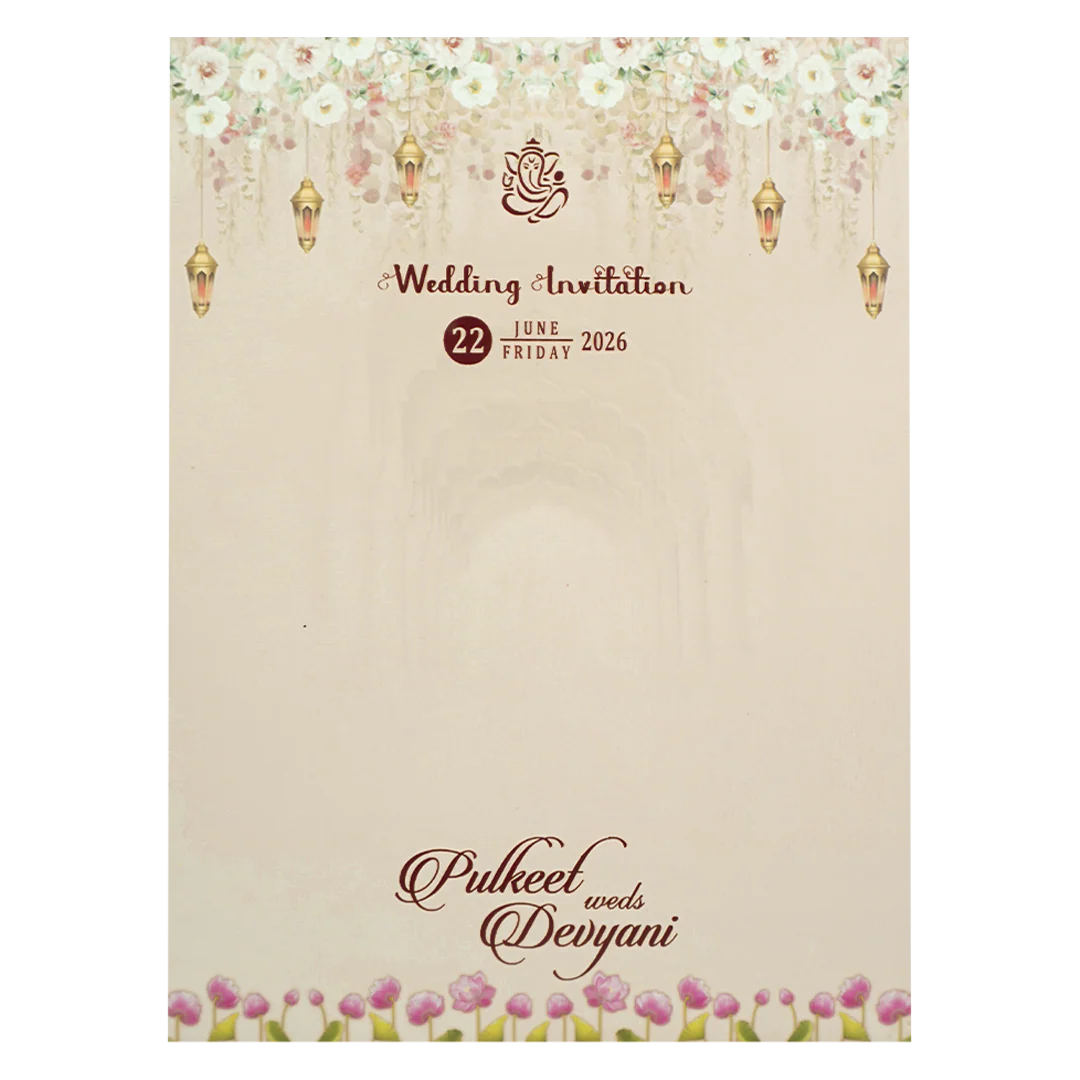 Cream Elephant Procession Padded Wedding Card-KJTS1730 - Image 4