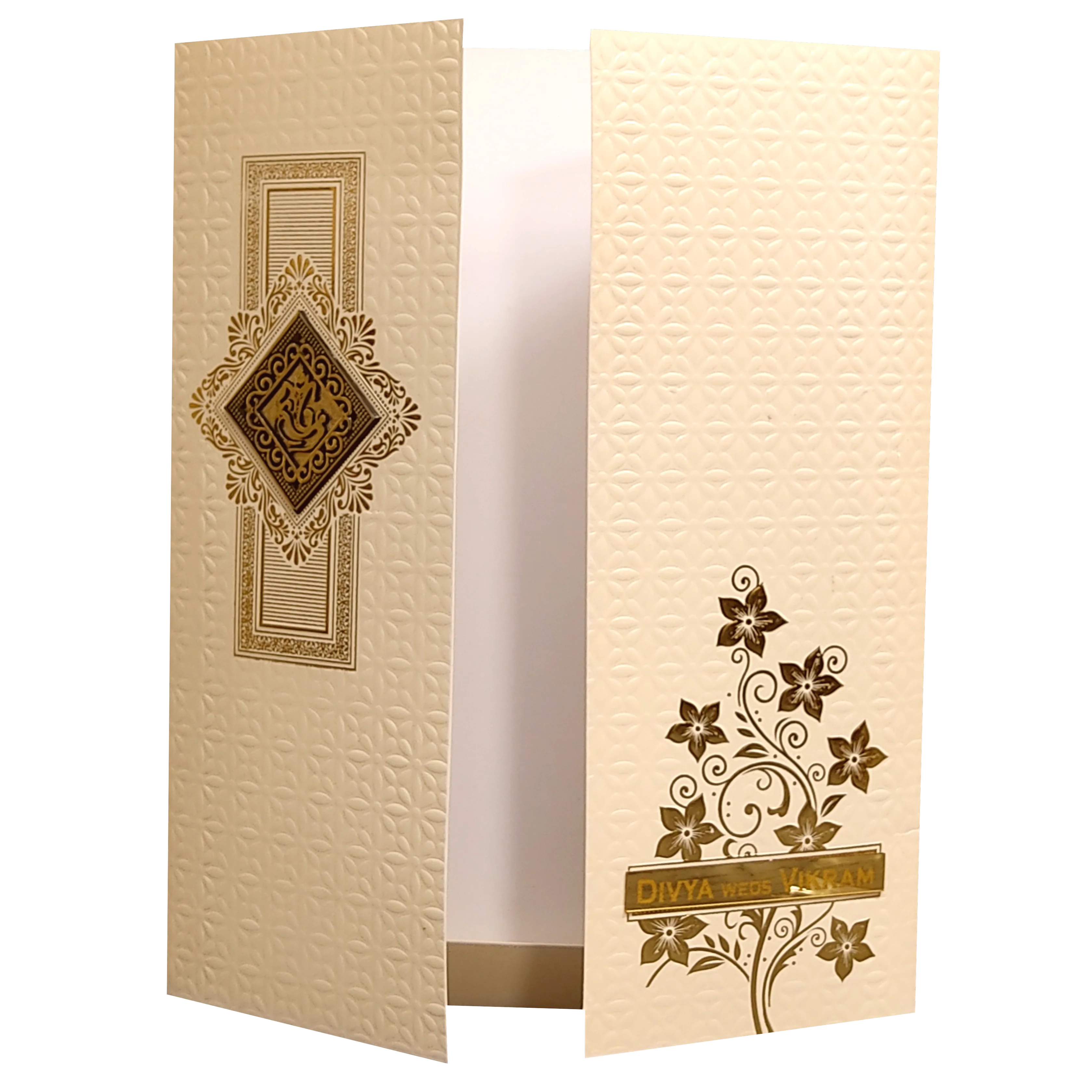 Cream Embossed Nameplate Marriage Card-KNK4205C - Image 3