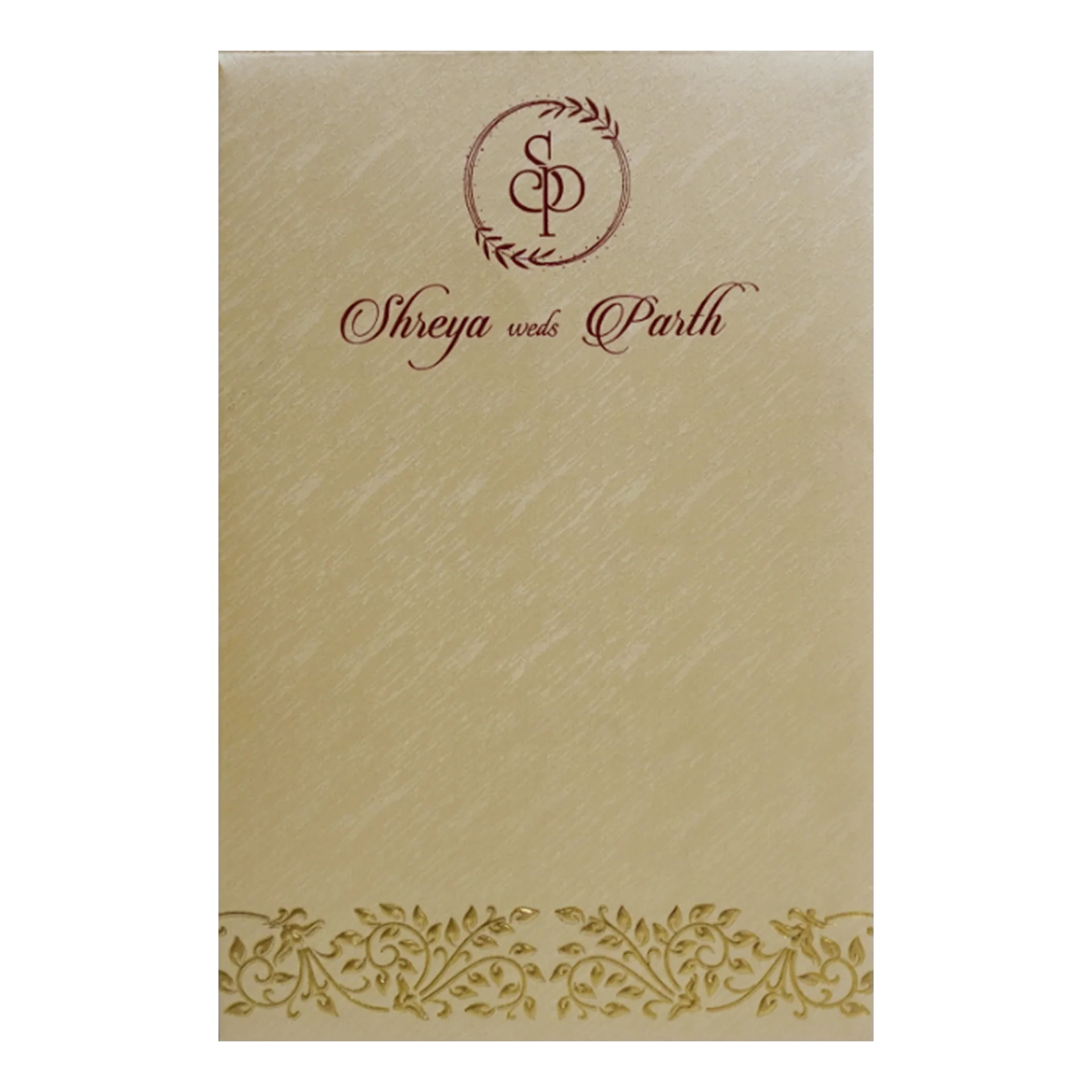 Cream Embossed Single Wedding Card-KRCS7202 - Image 3