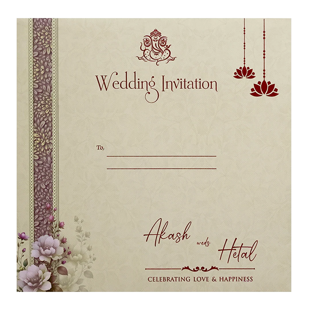Cream Floral Bouquet Padded Wedding Card - KSH72610 - Image 4
