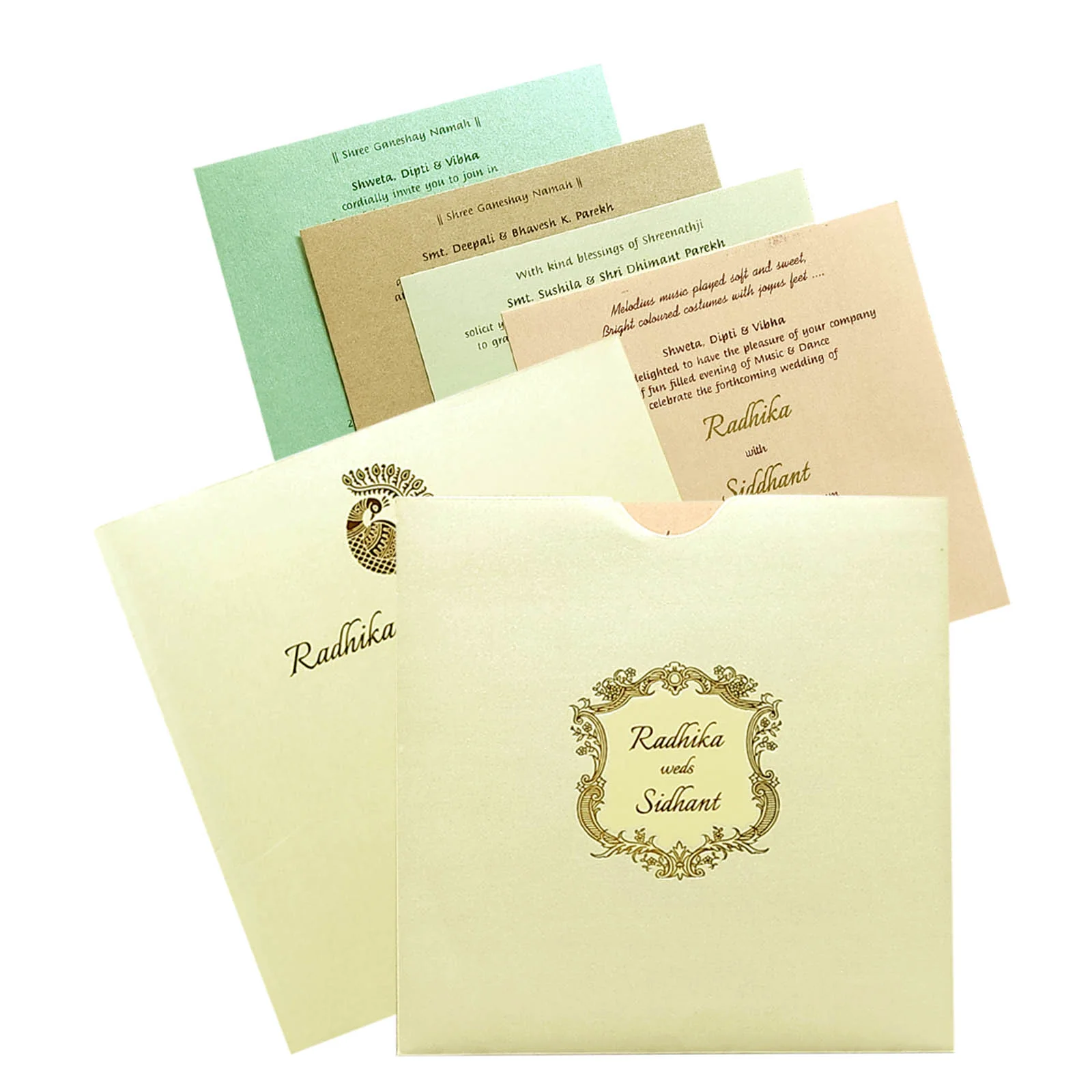 Cream Floral Design Invitation Card-KRC29471