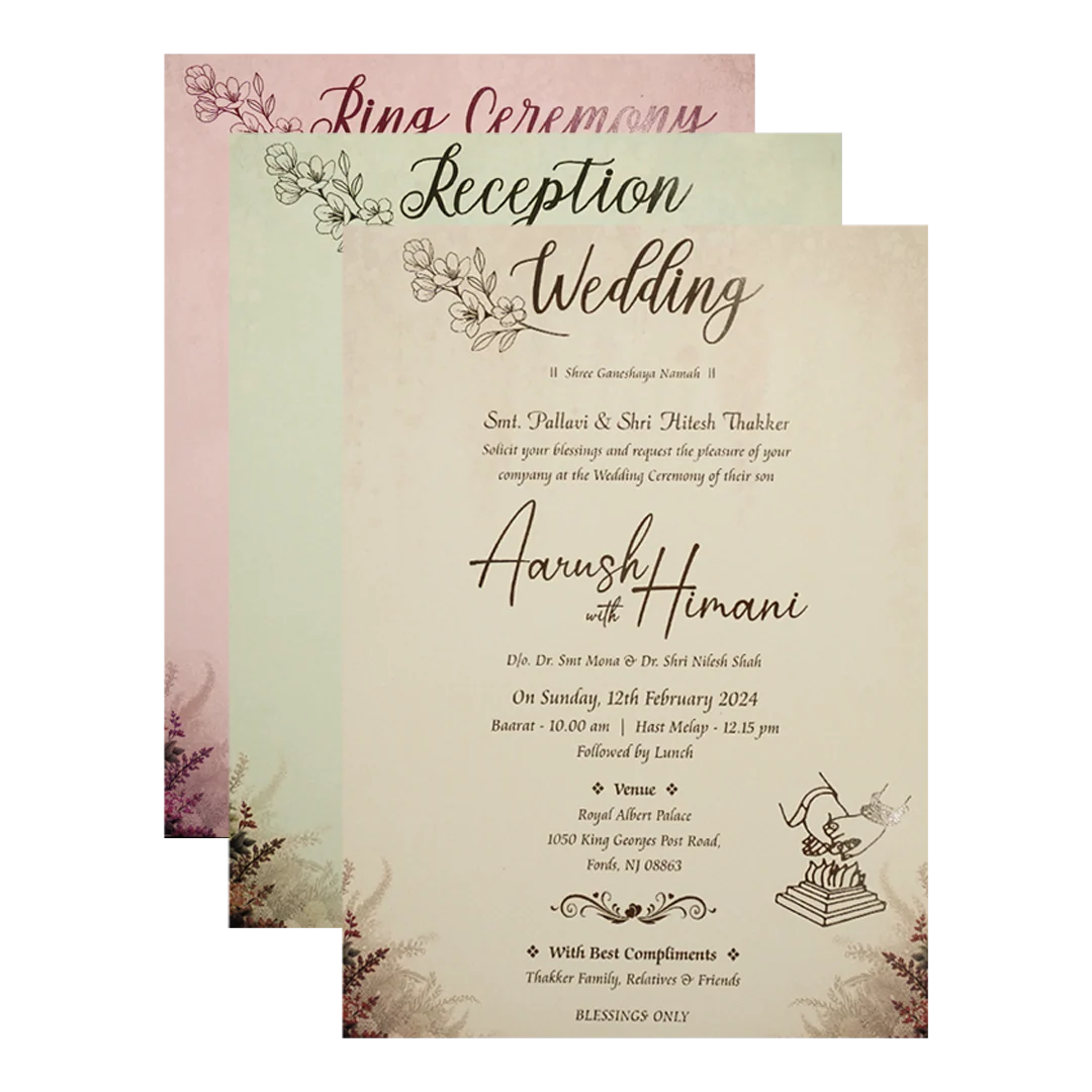 Cream Floral Elephant Padded Wedding Card-KSH72420 - Image 5