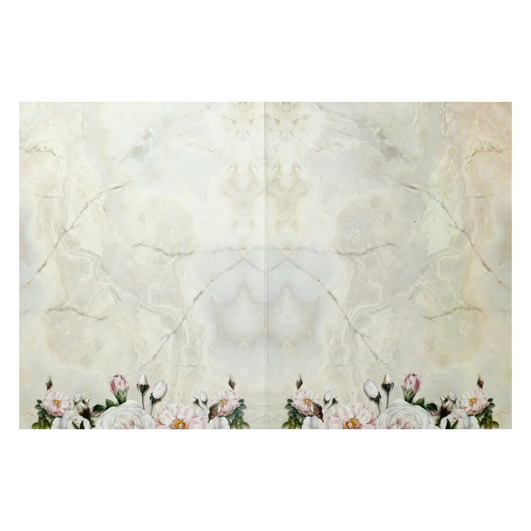 Cream Floral Marble Wedding Card-KNKC4084 - Image 5