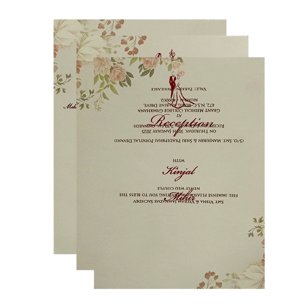 Cream Floral Marriage Card-KPR09730 - Image 5