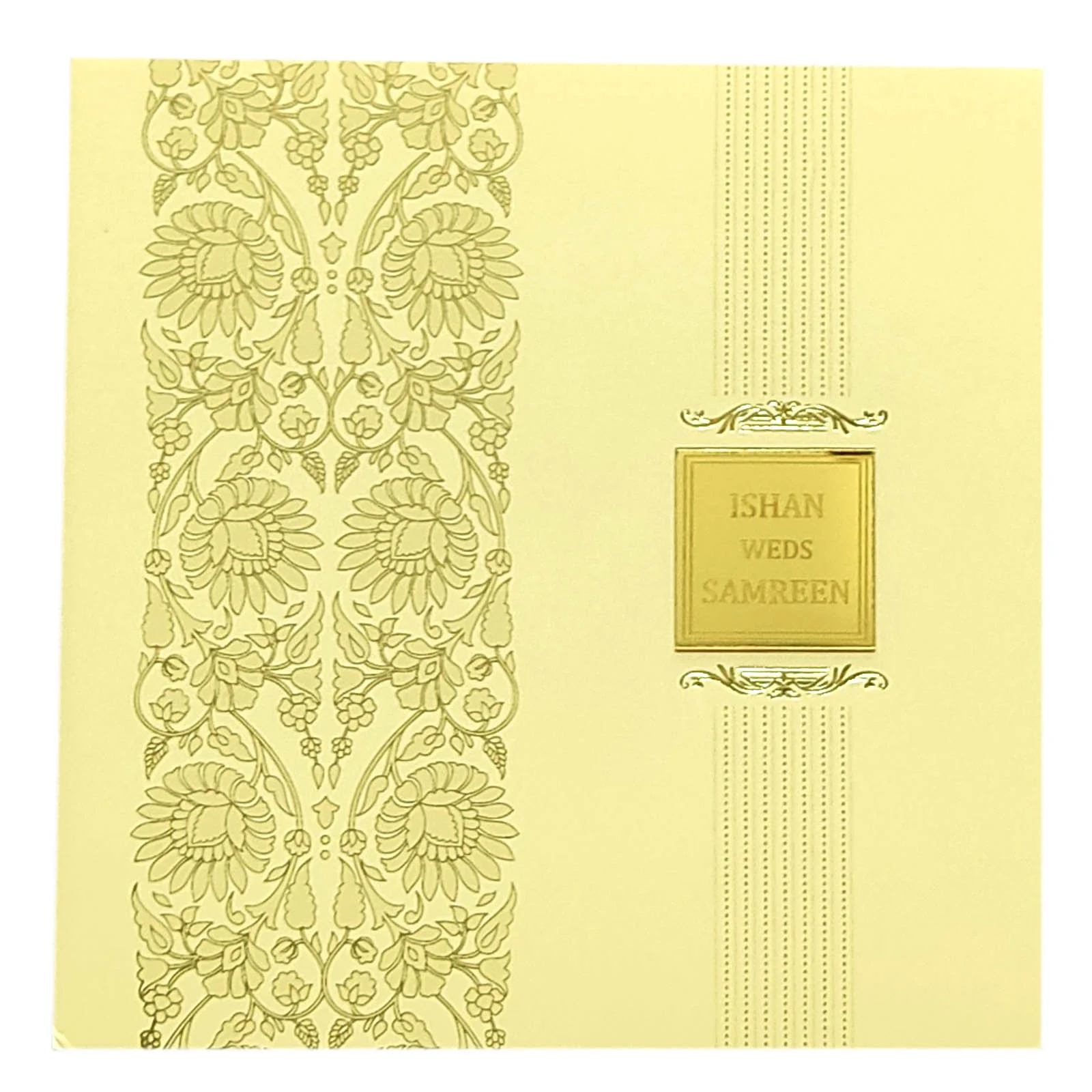 Cream Floral Nameplate Invitation Card-KRC28650 - Image 3