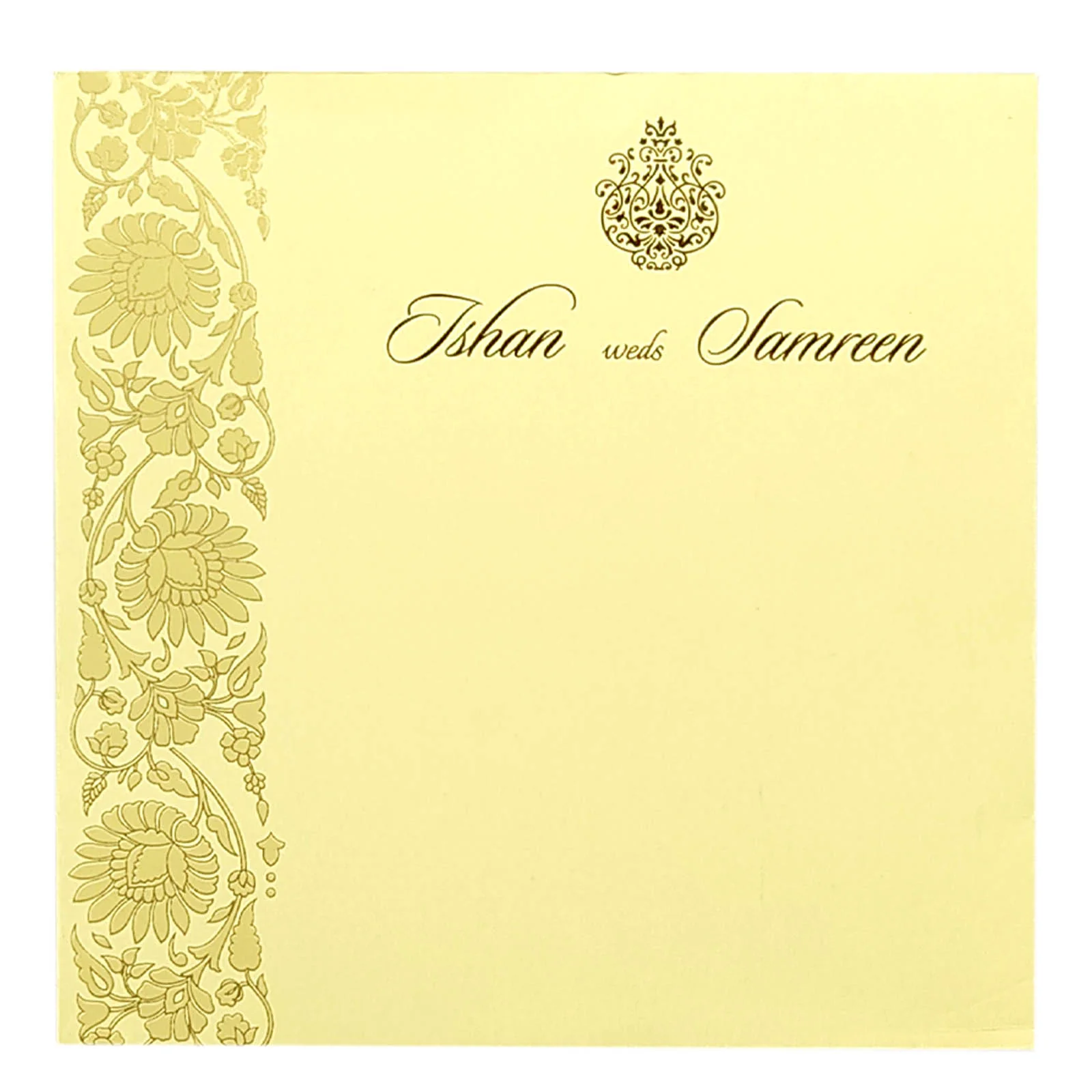 Cream Floral Nameplate Invitation Card-KRC28650 - Image 4