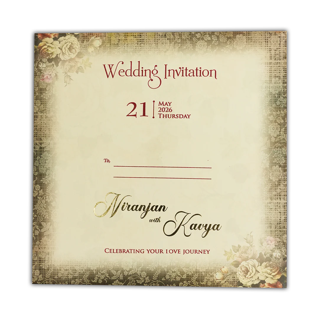 Cream Floral Padded Wedding Card-KSH72670 - Image 4