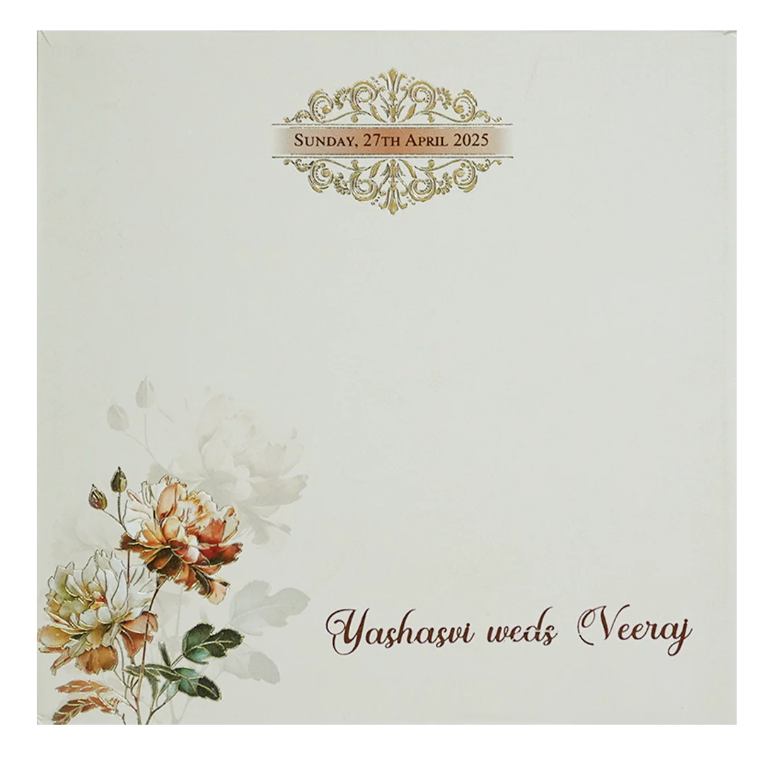 Cream Floral Padded Marriage Card-KPR23360 - Image 4