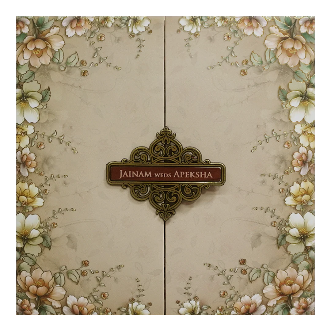 Cream Floral Padded Wedding Card - KSH72730 - Image 3