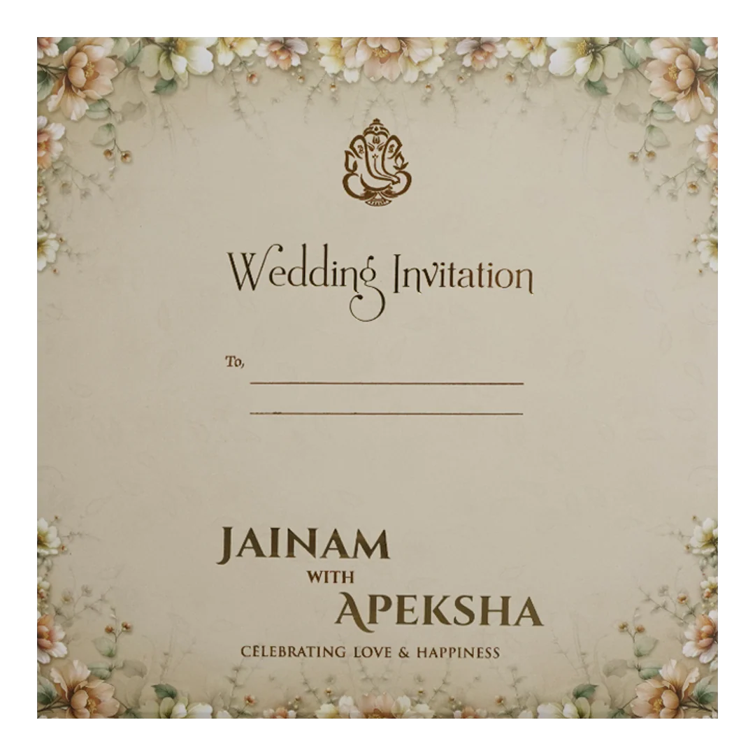 Cream Floral Padded Wedding Card - KSH72730 - Image 4