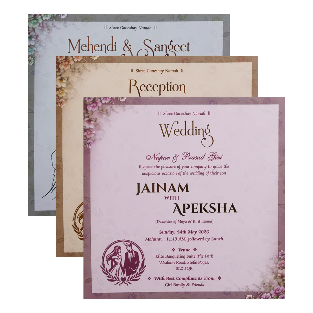 Cream Floral Padded Wedding Card - KSH72730 - Image 5
