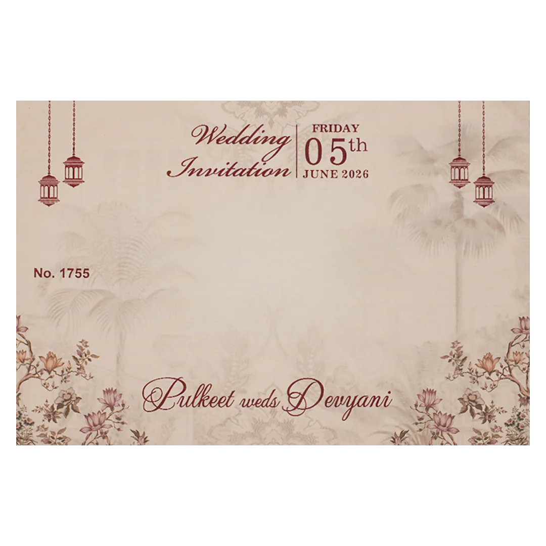 Cream Floral Padded Wedding Card-KJTS1755 - Image 4