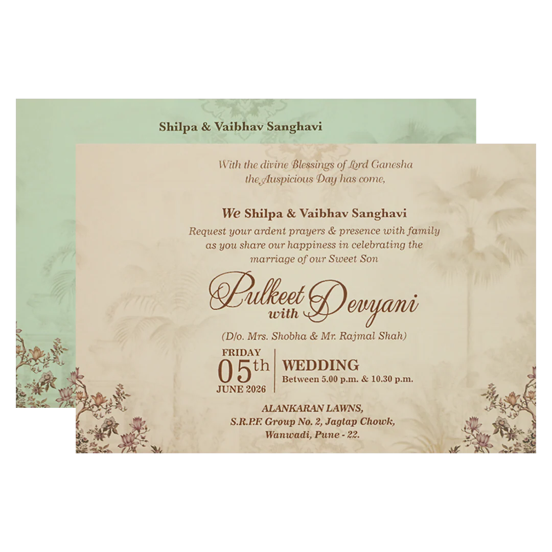Cream Floral Padded Wedding Card-KJTS1755 - Image 5