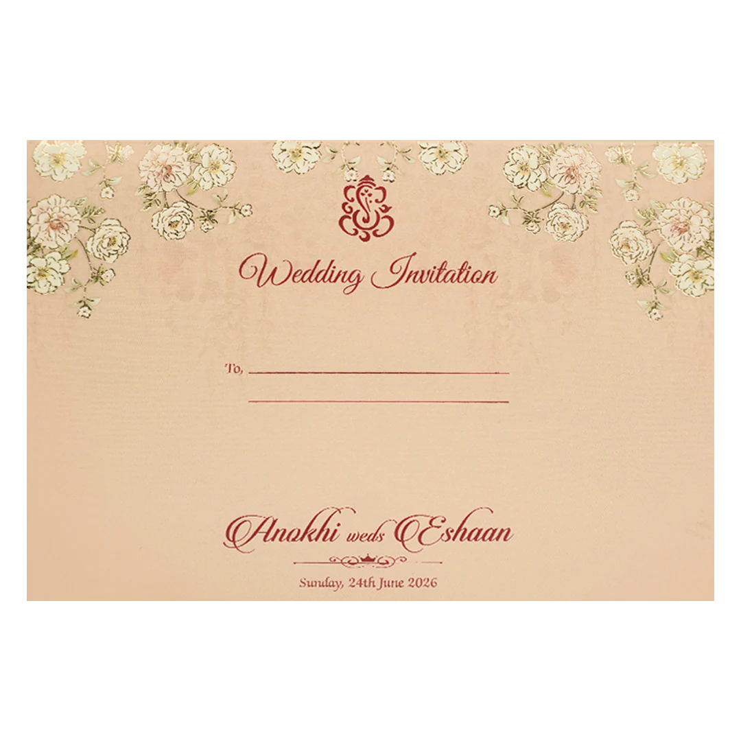 Cream Floral Padded Wedding Card-KJTS3673 - Image 4