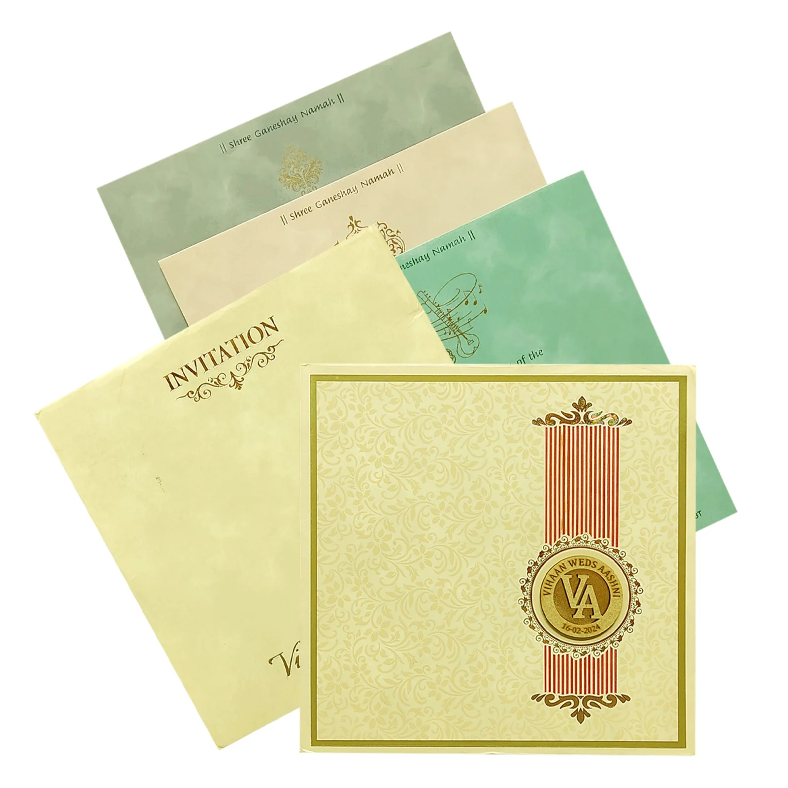 Cream Floral Padded Wedding Card-KRC29450